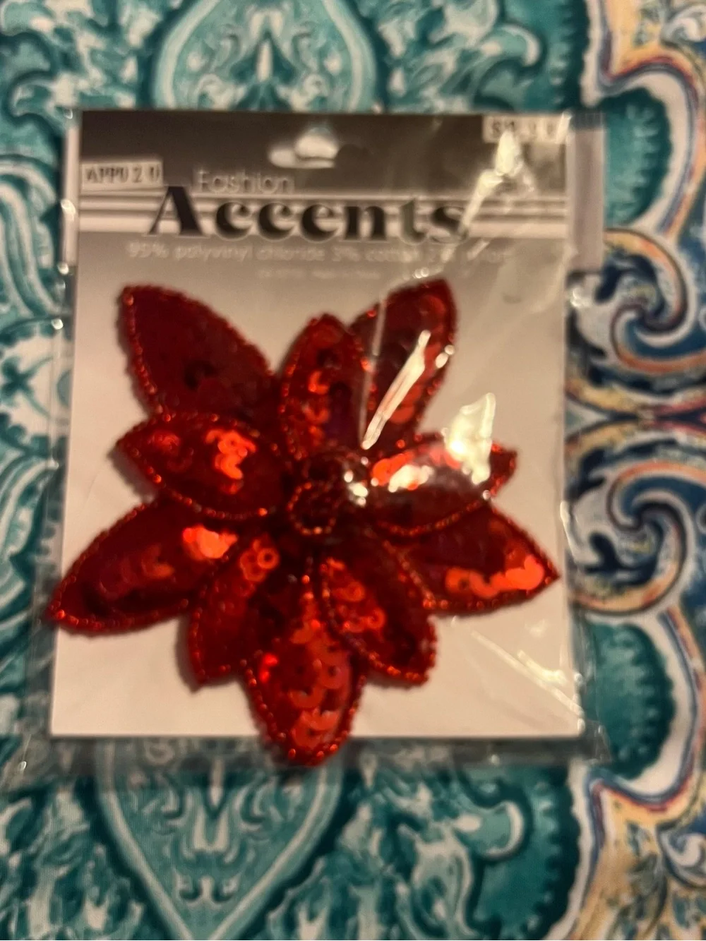 Fashion Accents Red Sequin Flower Accent Vintage